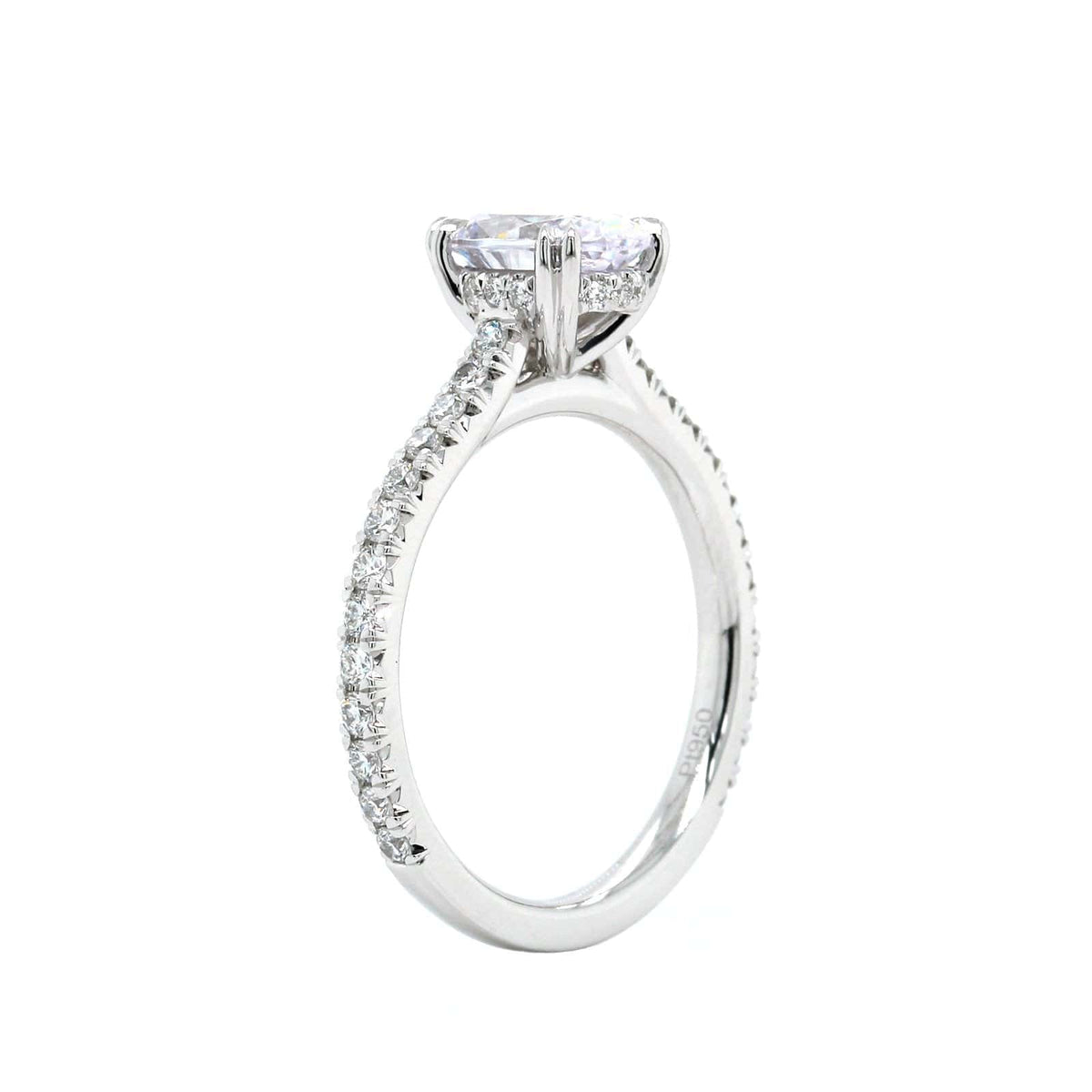 Platinum 4 Double Prong Hidden Diamond Halo Engagement Ring Setting