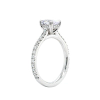 Platinum 4 Double Prong Hidden Diamond Halo Engagement Ring Setting