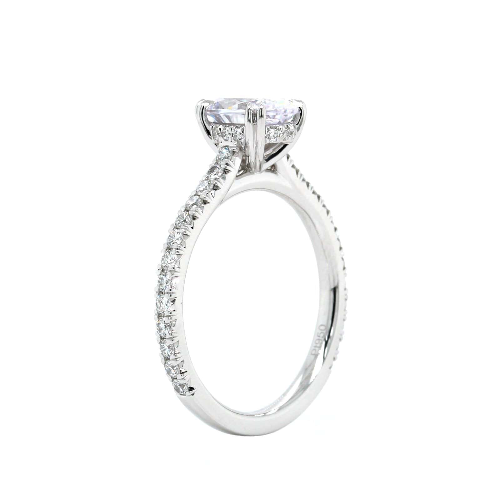 Platinum 4 Double Prong Hidden Diamond Halo Engagement Ring Setting