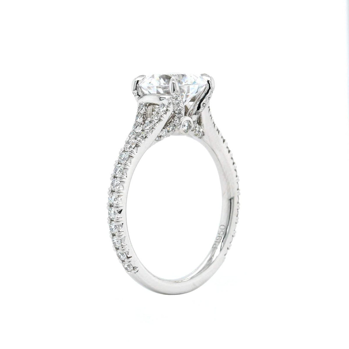 Platinum 4 Prong Split Shank Diamond Engagement Ring Setting