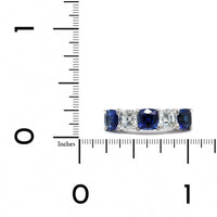 Platinum 5 Stone Cushion Sapphire Alternating Asscher Diamond Band