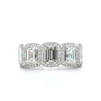 Platinum 5 Stone Emerald Cut Diamond with Diamond Halo Band, Platinum, Long's Jewelers