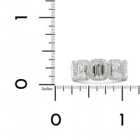 Platinum 5 Stone Emerald Cut Diamond with Diamond Halo Band