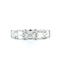 Platinum 5 Stone Emerald Diamond Band, Platinum, Long's Jewelers