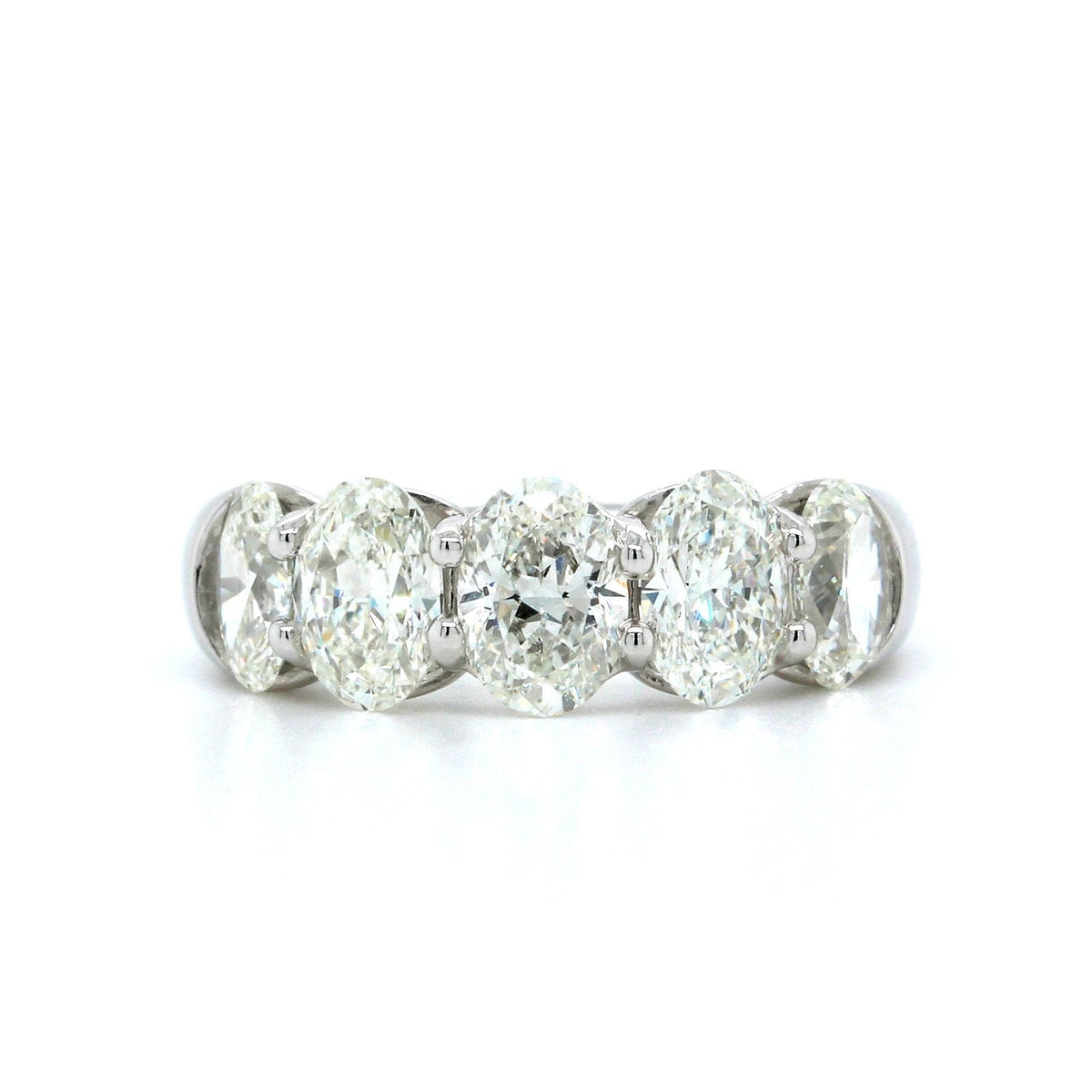 Platinum 5 Stone Oval Diamond Band, Platinum, Long's Jewelers