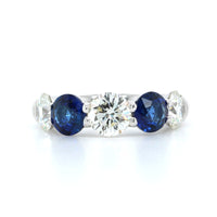 Platinum 5 Stone Sapphire and Diamond Band, Platinum, Long's Jewelers