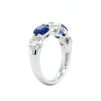 Platinum 5 Stone Sapphire and Diamond Band