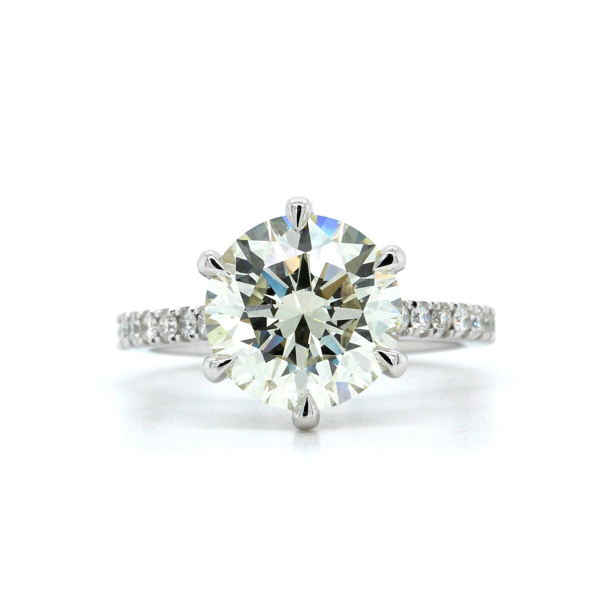 Platinum 6 Prong Diamond with Diamond Sides Engagement Ring, Platinum, Long's Jewelers