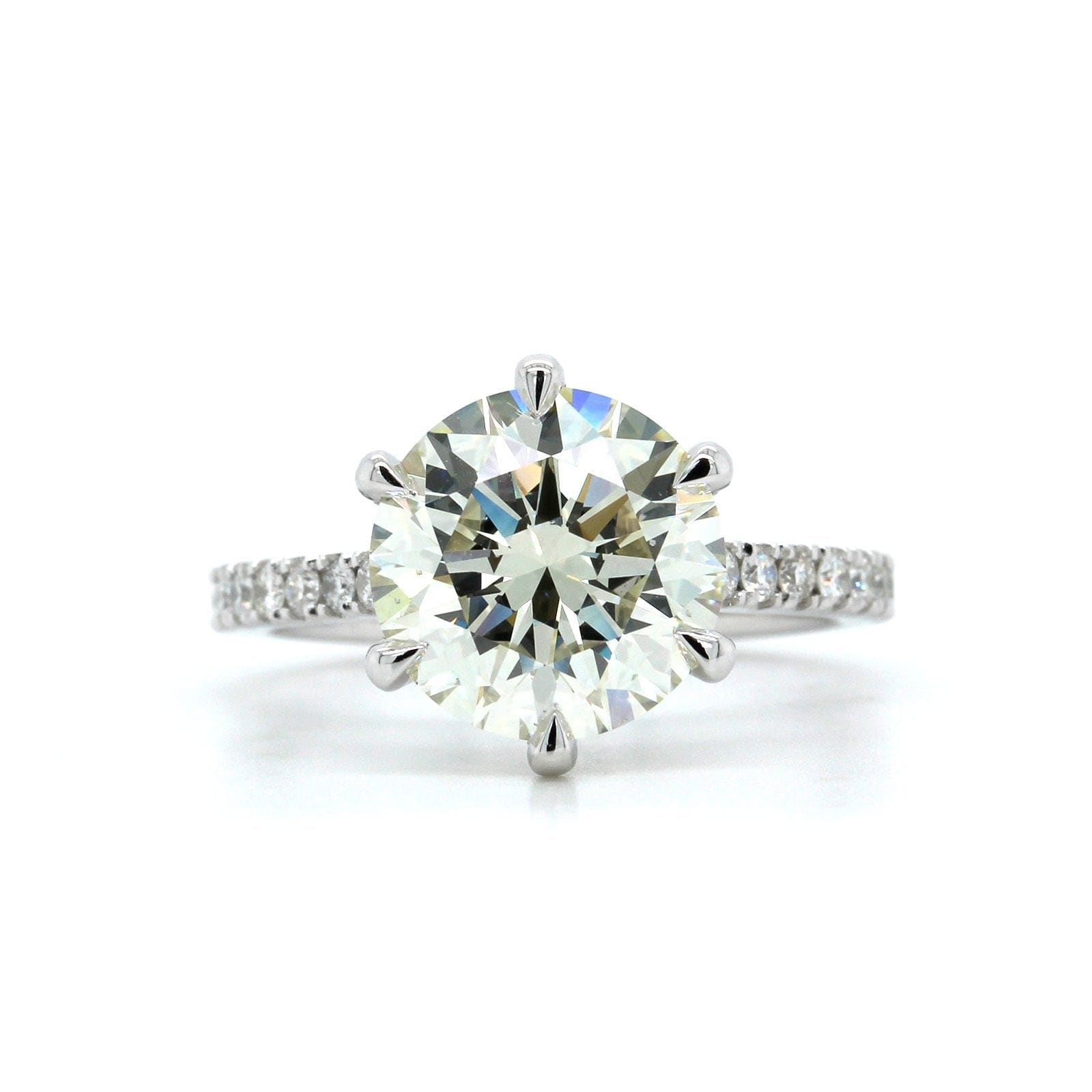 Platinum 6 Prong Diamond with Diamond Sides Engagement Ring, Platinum, Long's Jewelers