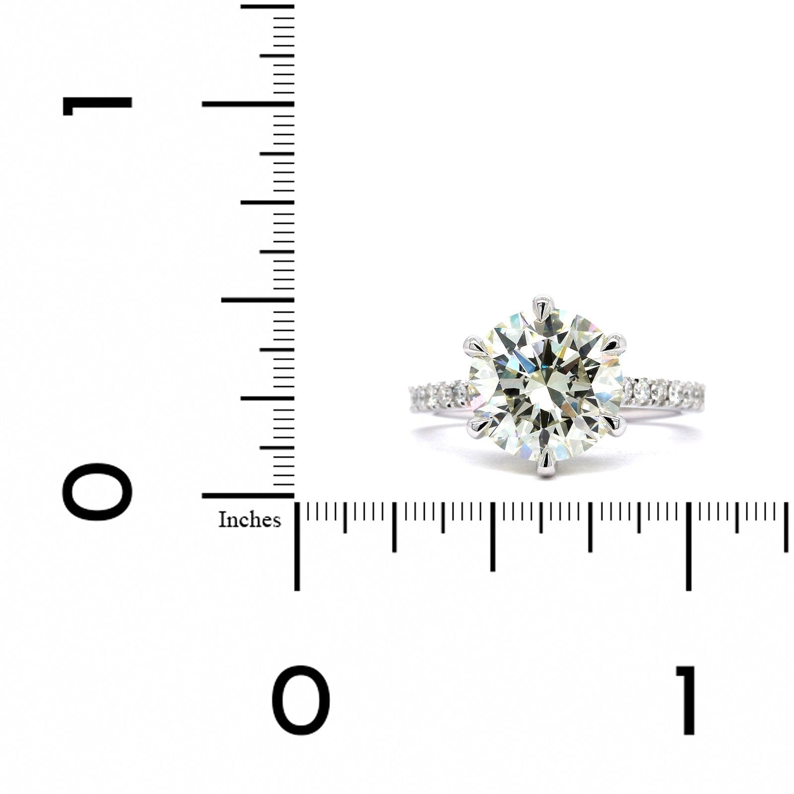 Platinum 6 Prong Diamond with Diamond Sides Engagement Ring
