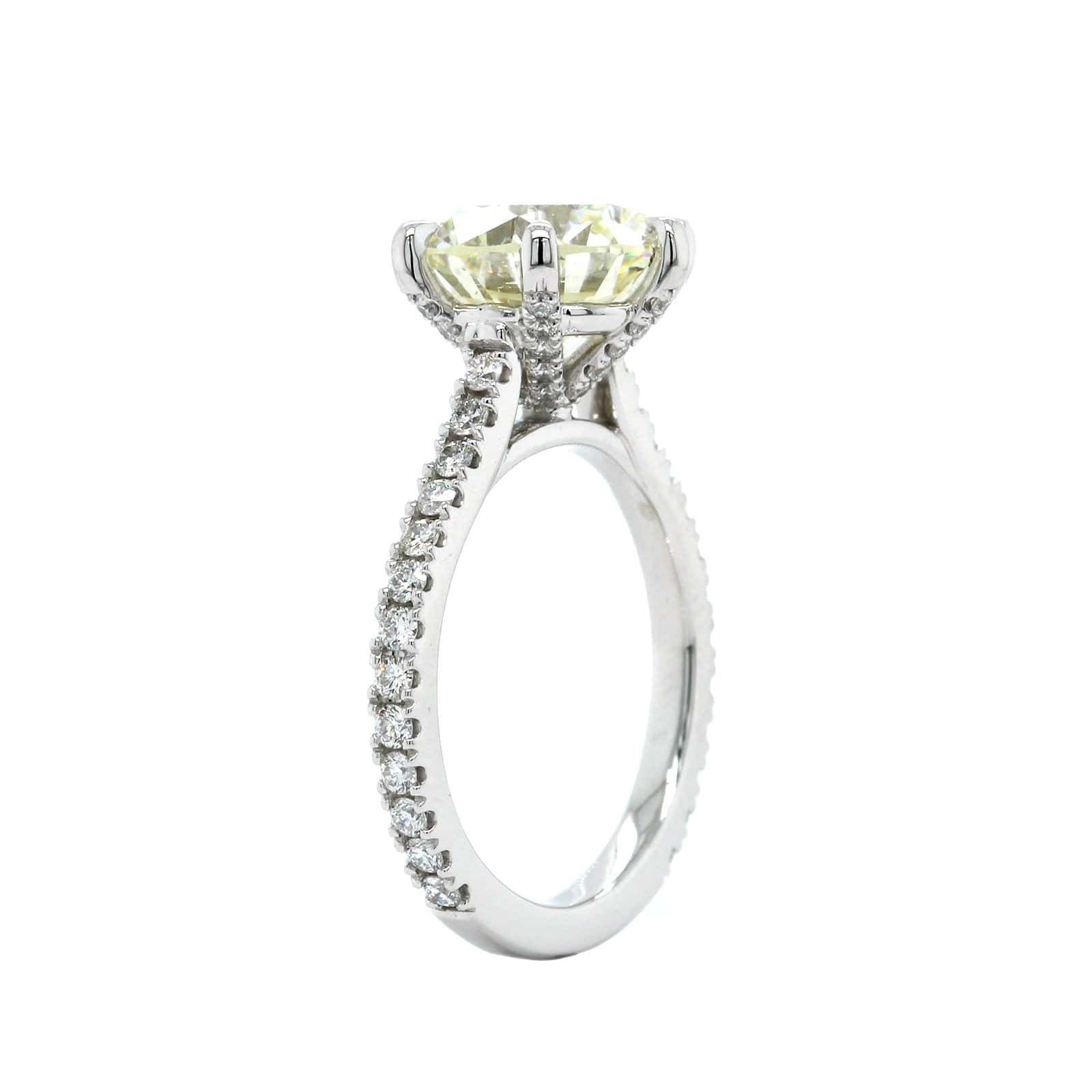 Platinum 6 Prong Diamond with Diamond Sides Engagement Ring