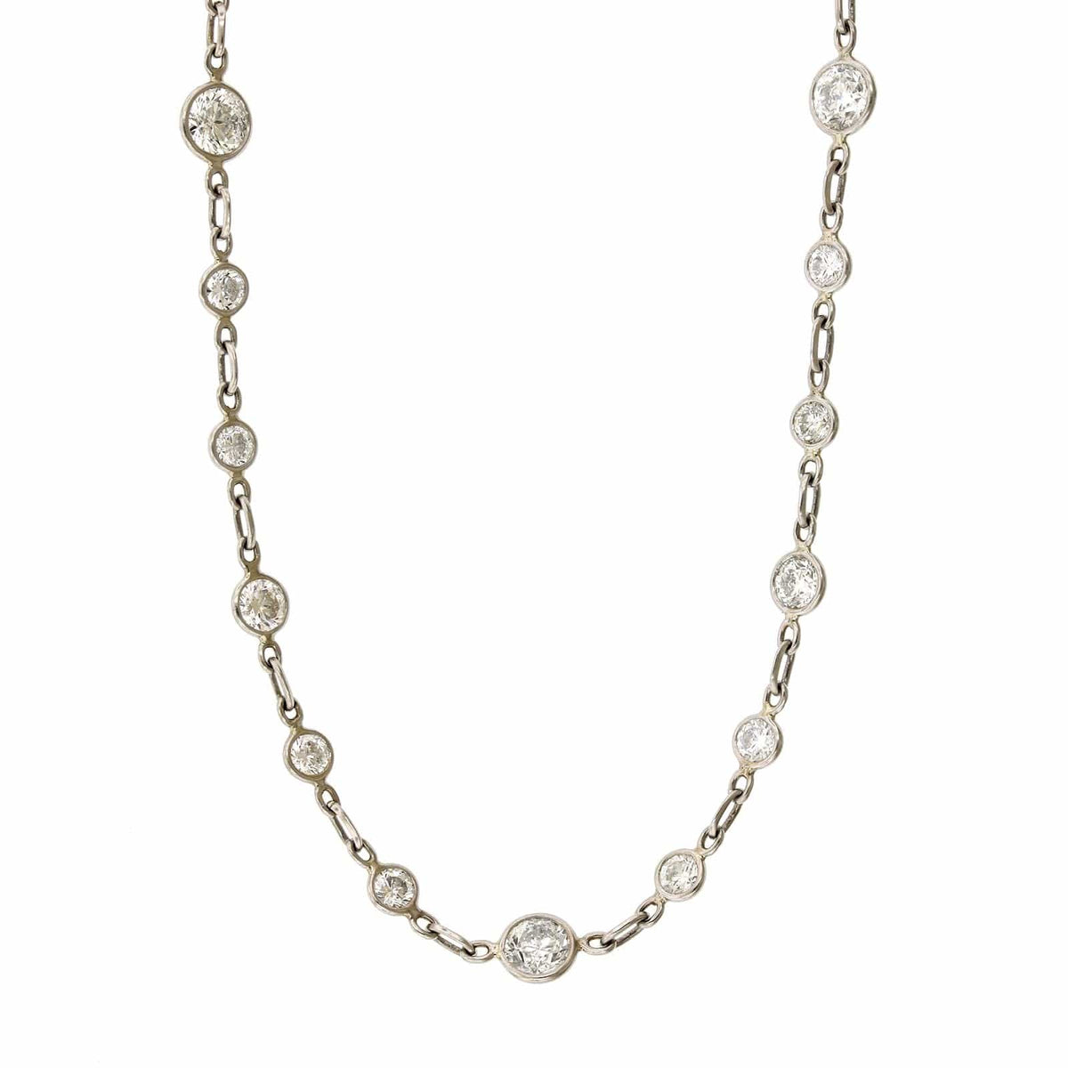Platinum Bezel Set Diamond Station Necklace