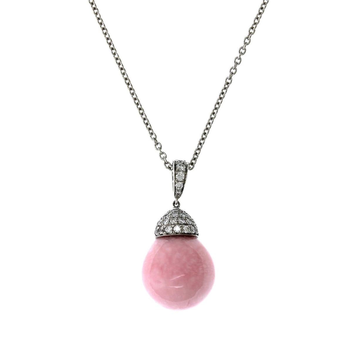 Platinum Couch Pearl Diamond Bail Necklace, Platinum, Long's Jewelers