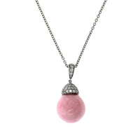 Platinum Couch Pearl Diamond Bail Necklace, Platinum, Long's Jewelers