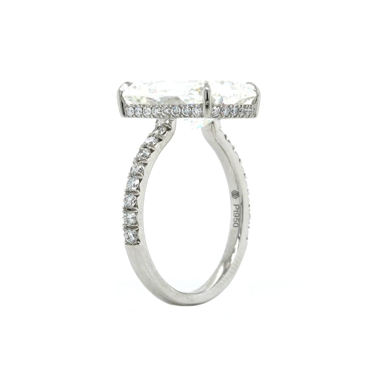 Platinum Cushion Cut Diamond with Hidden Halo Diamond Engagement Ring