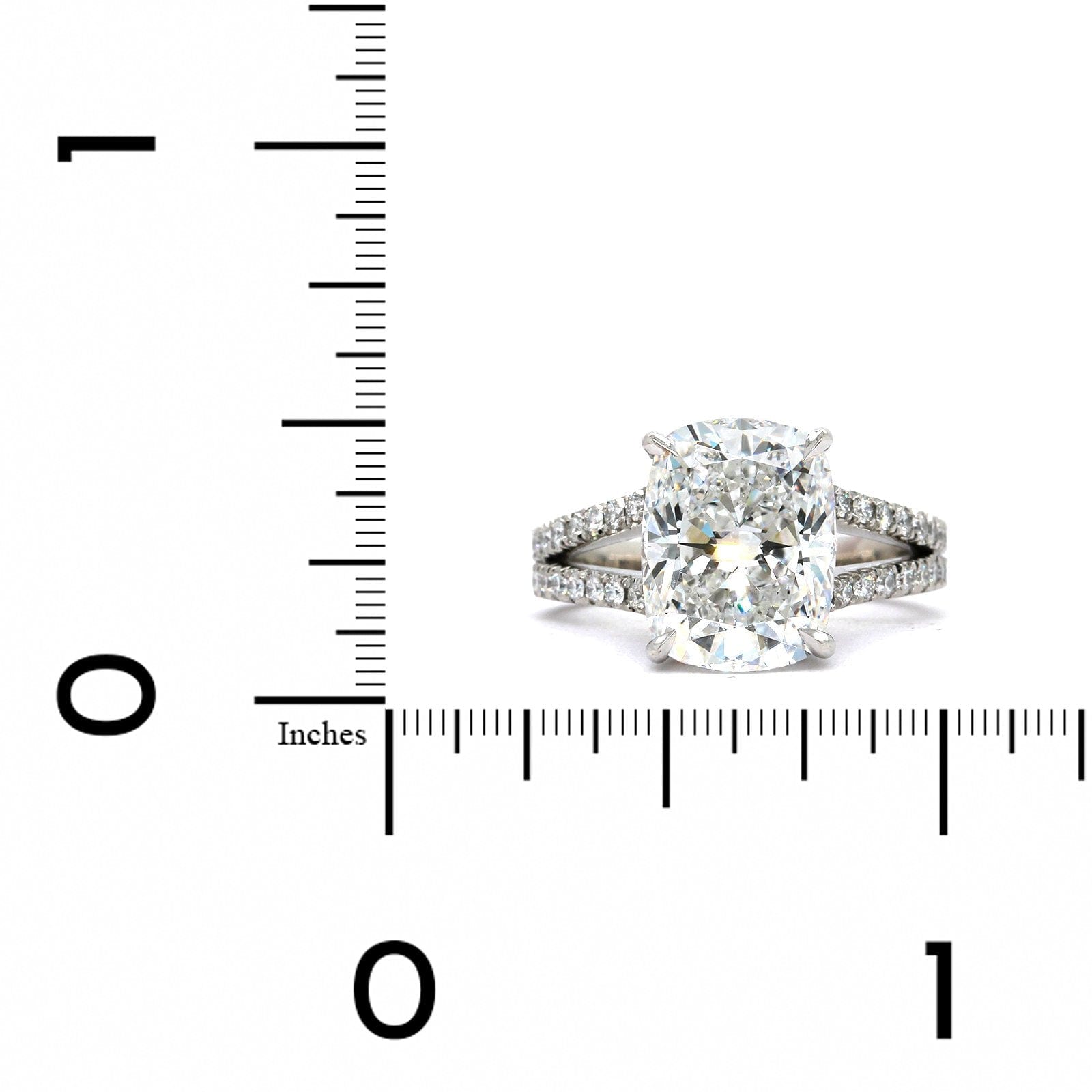 Platinum Cushion Cut Diamond with Hidden Halo Diamond Split Shank Engagement Ring