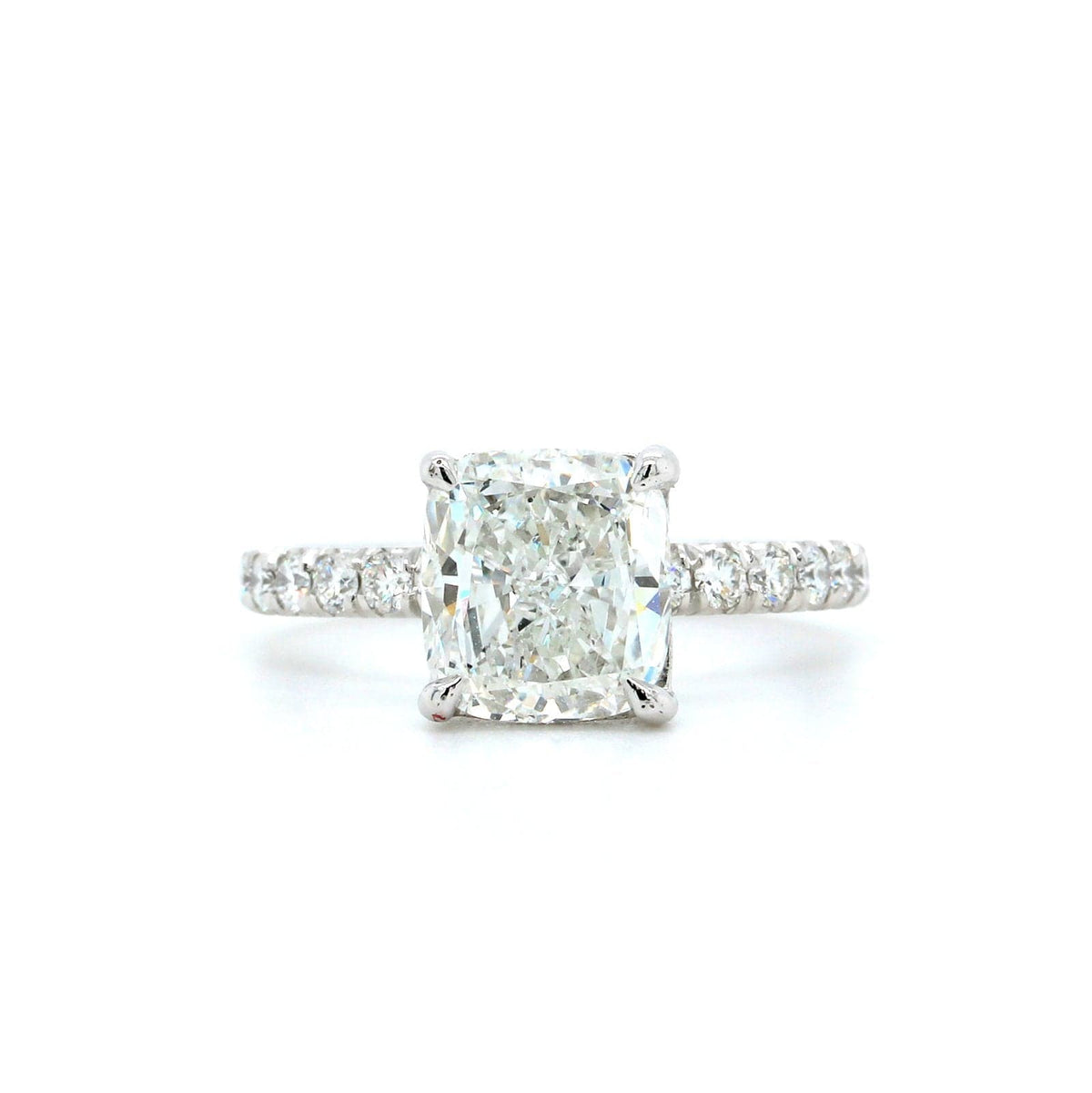 Platinum Cushion Diamond with Hidden Halo Engagement Ring, Platinum, Long's Jewelers