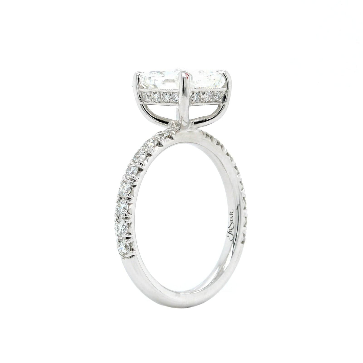Platinum Cushion Diamond with Hidden Halo Engagement Ring