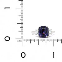 Platinum Cushion Purple Sapphire Diamond 3 Stone Ring, Platinum, Long's Jewelers