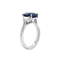 Platinum Cushion Sapphire Diamond 3 Stone Ring, Platinum, Long's Jewelers