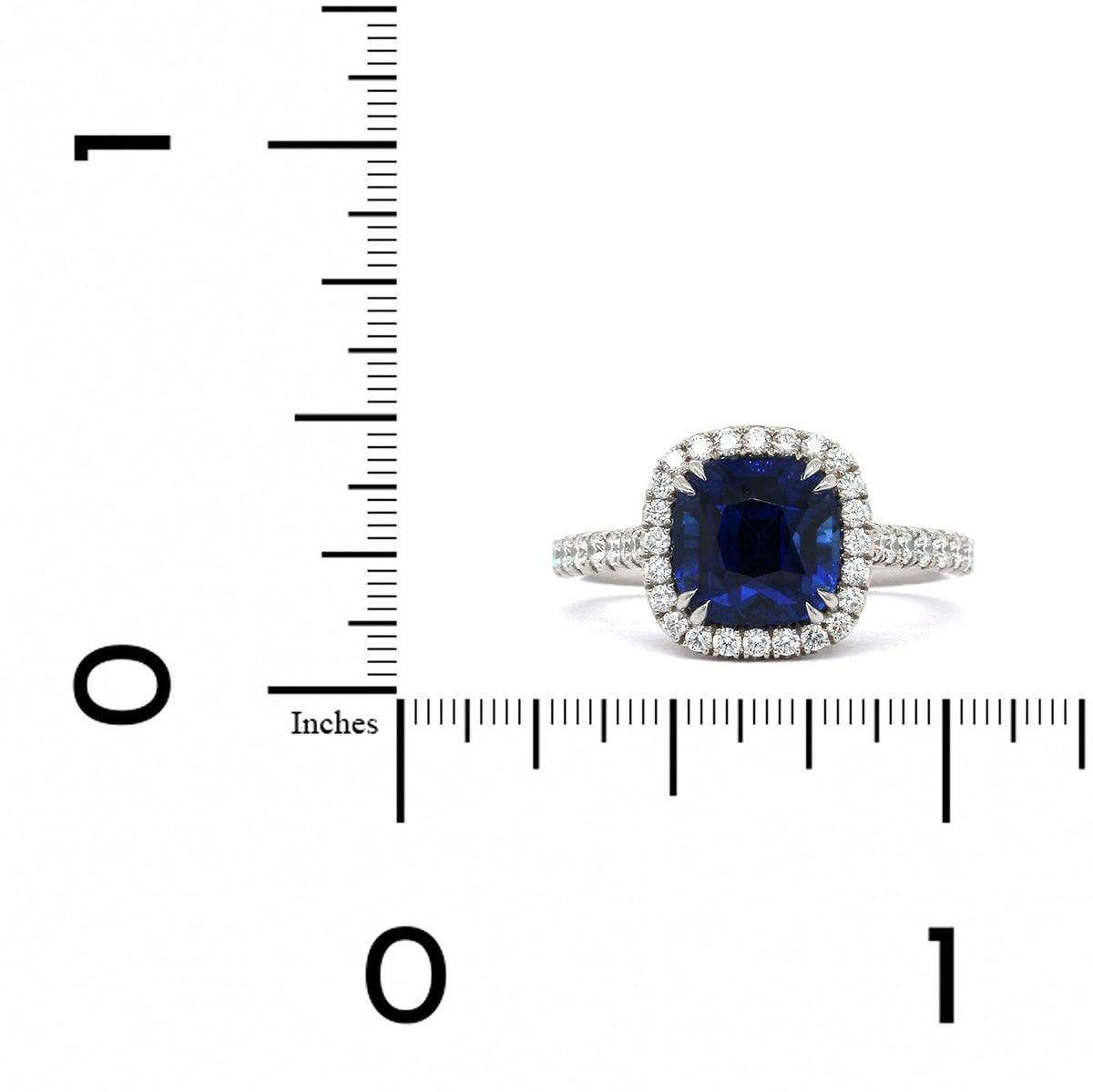 Platinum Cushion Sapphire Diamond Halo Ring, Platinum, Long's Jewelers