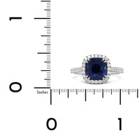 Platinum Cushion Sapphire Diamond Halo Ring, Platinum, Long's Jewelers