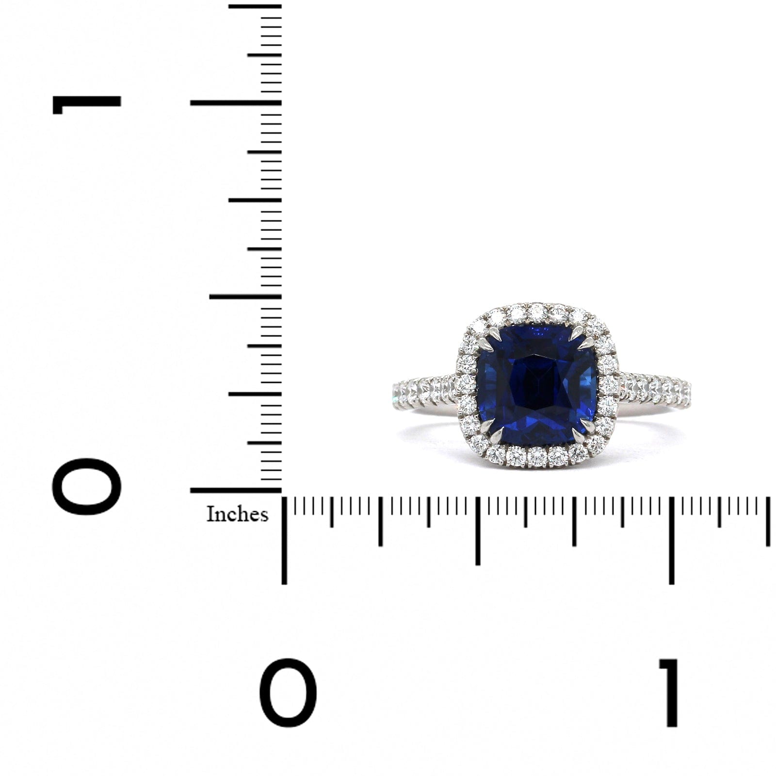 Platinum Cushion Sapphire Diamond Halo Ring, Platinum, Long's Jewelers