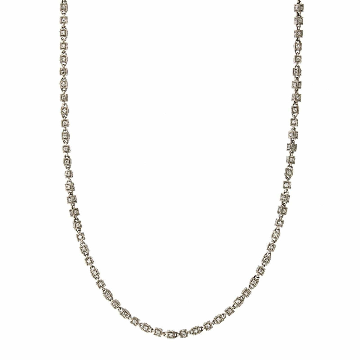 Platinum Diamond Cube Chain Necklace, Platinum, Long's Jewelers