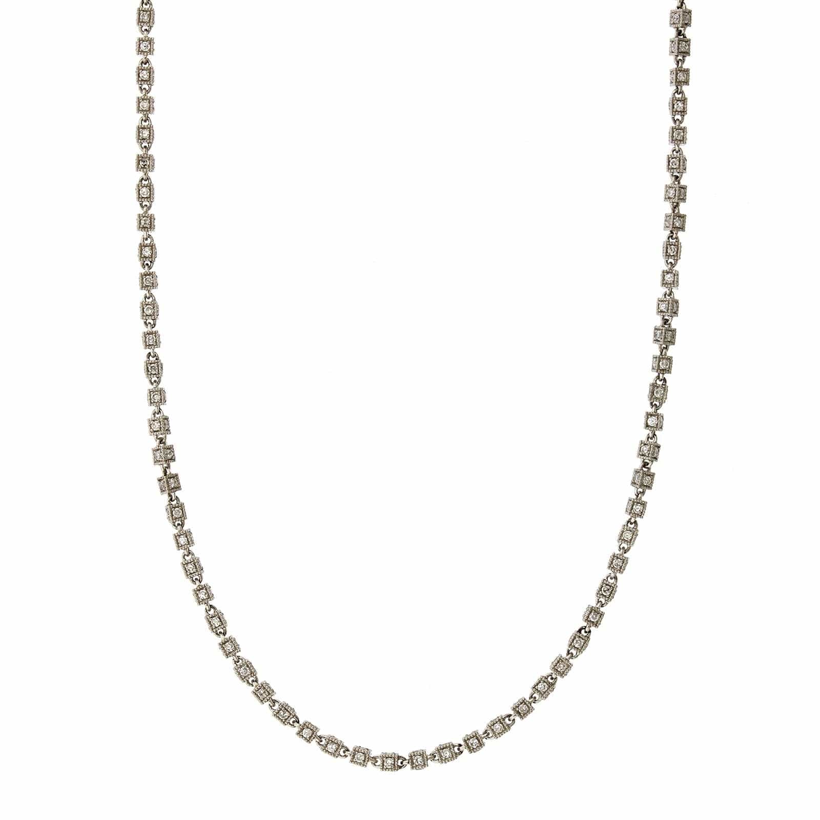 Platinum Diamond Cube Chain Necklace, Platinum, Long's Jewelers