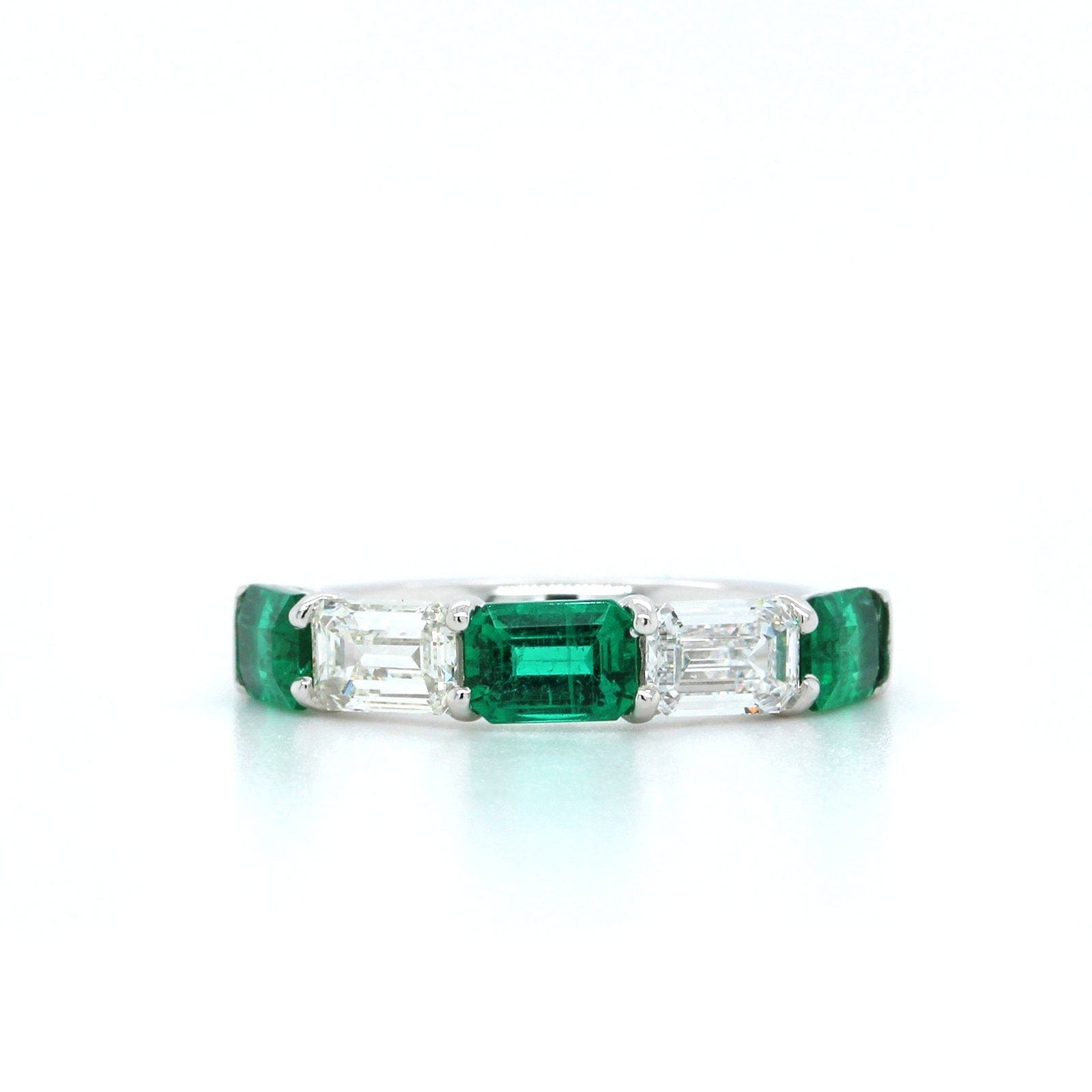 Platinum Emerald Alternating Emerald Cut Diamond Band, Platinum, Long's Jewelers