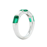 Platinum Emerald Alternating Emerald Cut Diamond Band
