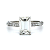 Platinum Emerald Cut Diamond with Hidden Halo Diamond Engagement Ring, Platinum, Long's Jewelers