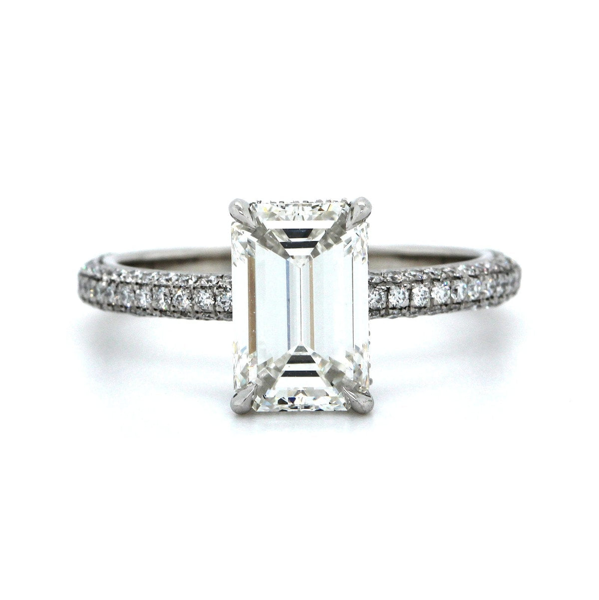Emerald Cut 3 Stone Engagement Ring | 3.20 Ct H VVS1 GIA – Kingofjewelry.com