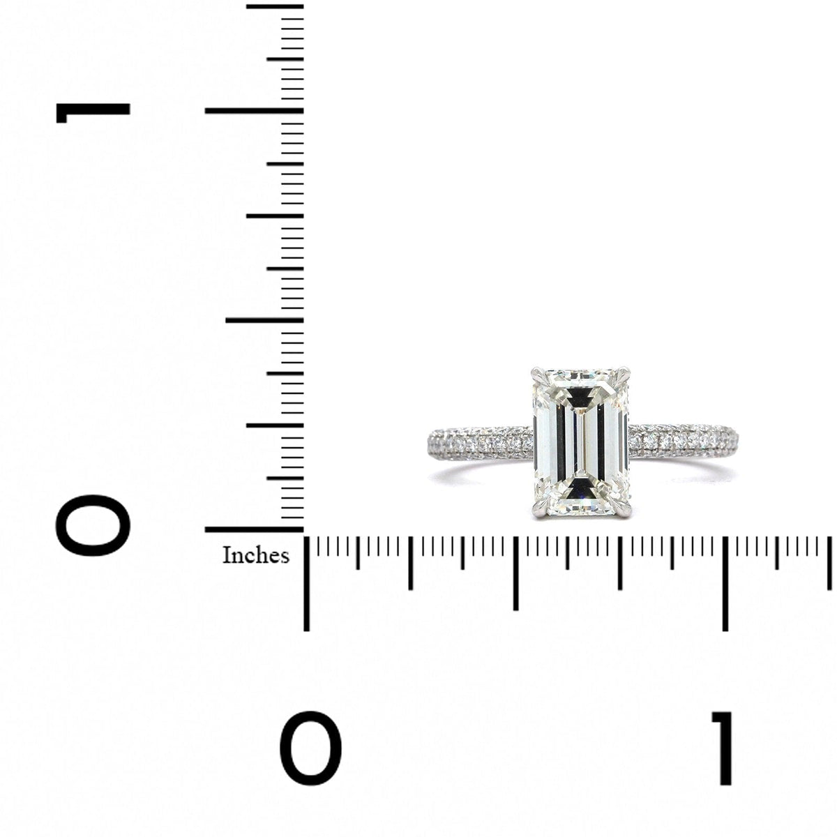 Platinum Emerald Cut Diamond with Hidden Halo Diamond Engagement Ring