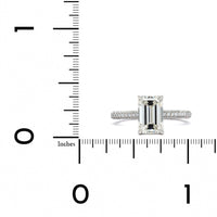 Platinum Emerald Cut Diamond with Hidden Halo Diamond Engagement Ring