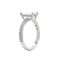 Platinum Emerald Cut Diamond with Hidden Halo Diamond Engagement Ring