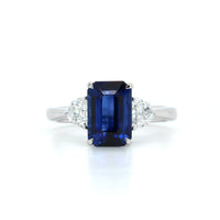 Platinum Emerald Cut Sapphire Diamond 3 Stone Ring,Platinum, Long's Jewelers