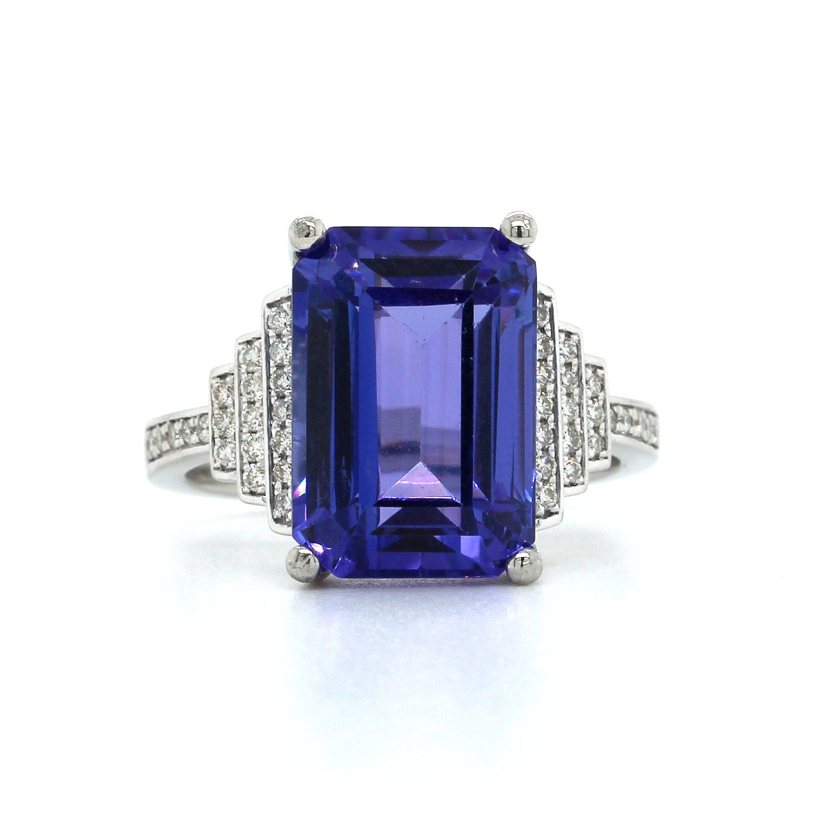 Platinum Emerald Cut Tanzanite Diamond Ring, Platinum, Long's Jewelers