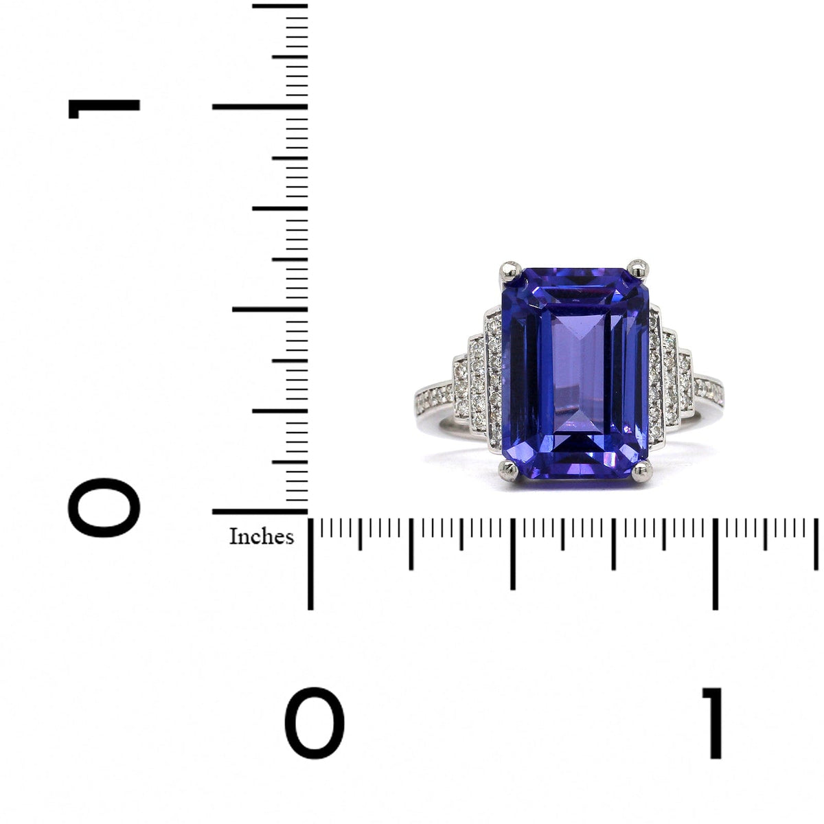 Platinum Emerald Cut Tanzanite Diamond Ring, Platinum, Long's Jewelers