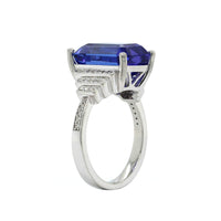 Platinum Emerald Cut Tanzanite Diamond Ring, Platinum, Long's Jewelers