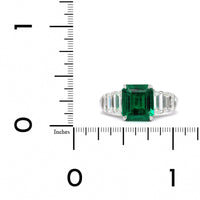 Platinum Emerald Ring with Emerald Cut Diamond Sides