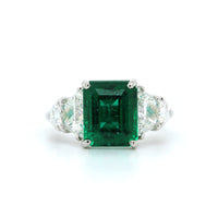 Platinum Emerald and Diamond Ring, Platinum, Long's Jewelers