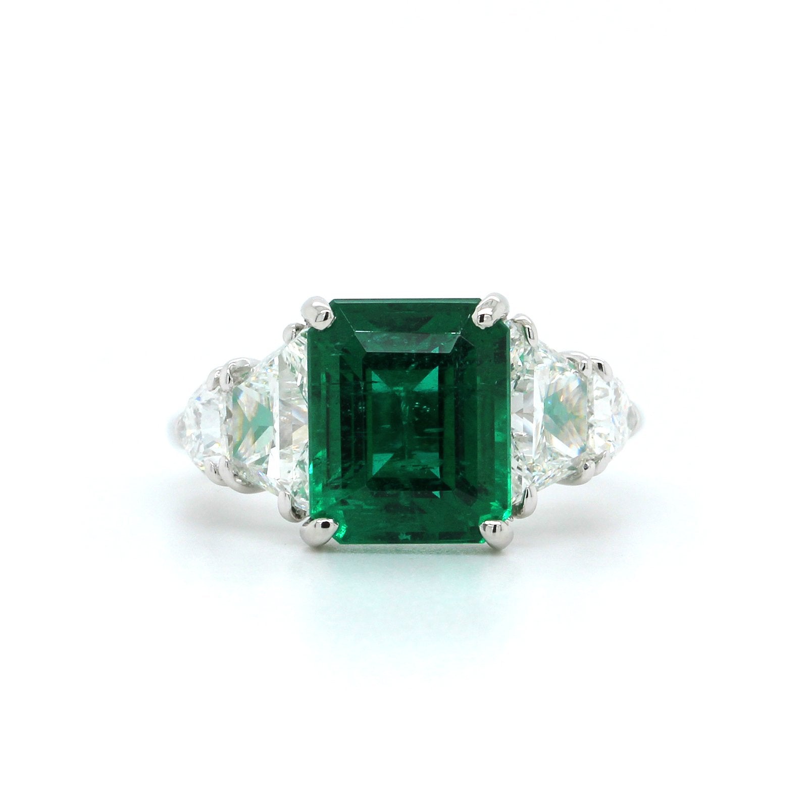 Platinum Emerald and Diamond Ring, Platinum, Long's Jewelers