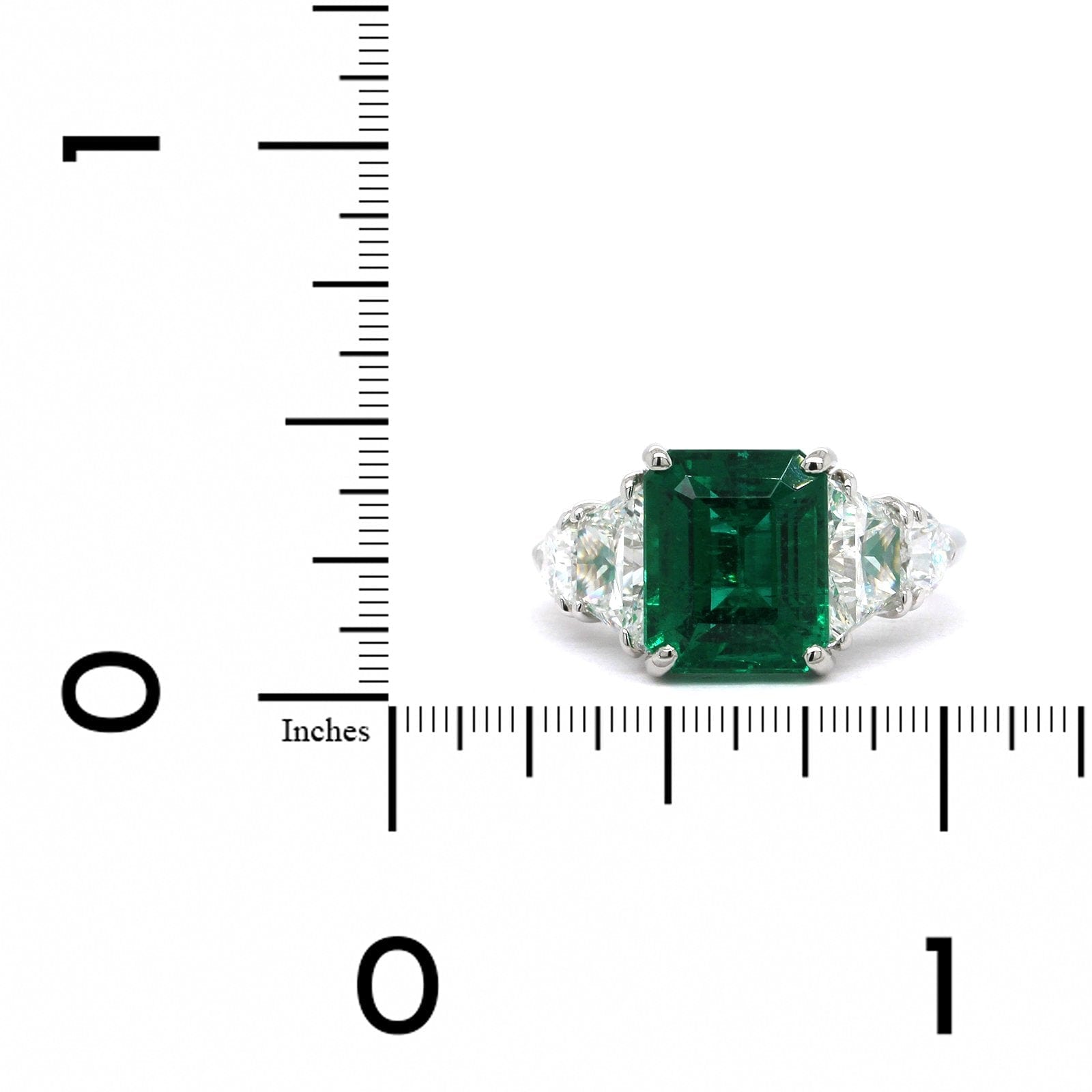 Platinum Emerald and Diamond Ring