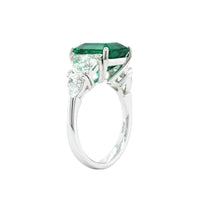 Platinum Emerald and Diamond Ring