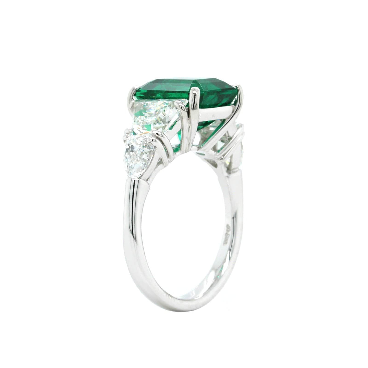 Platinum Emerald and Diamond Ring
