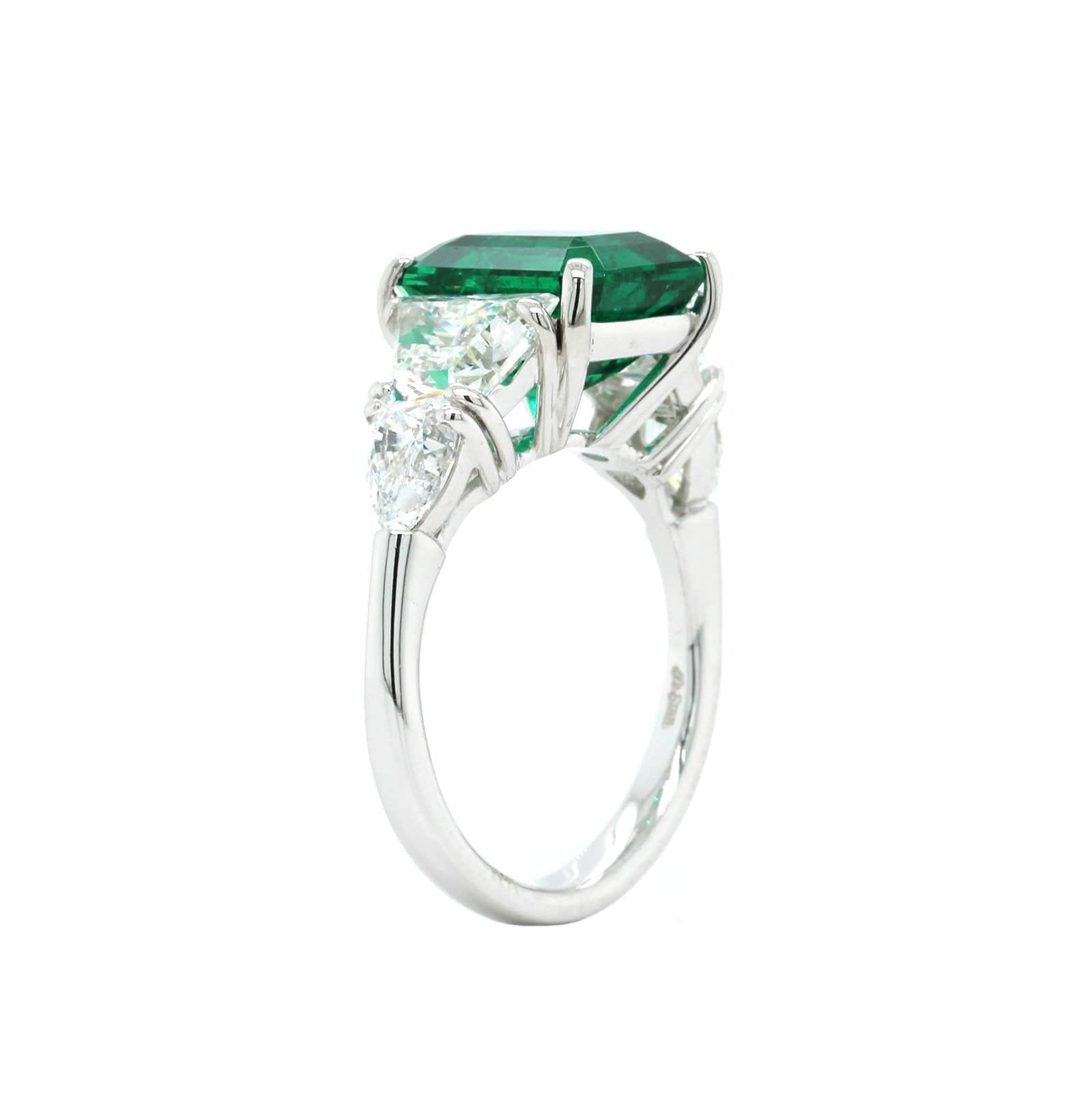 Platinum Emerald and Diamond Ring