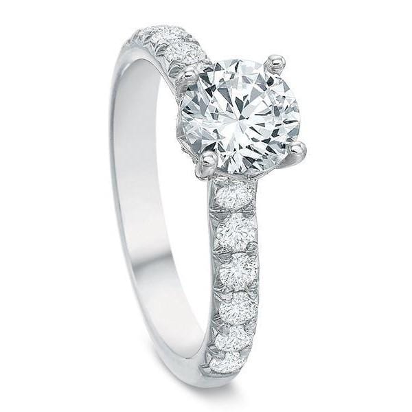 Platinum Halfway Diamond Sides Engagement Ring Setting