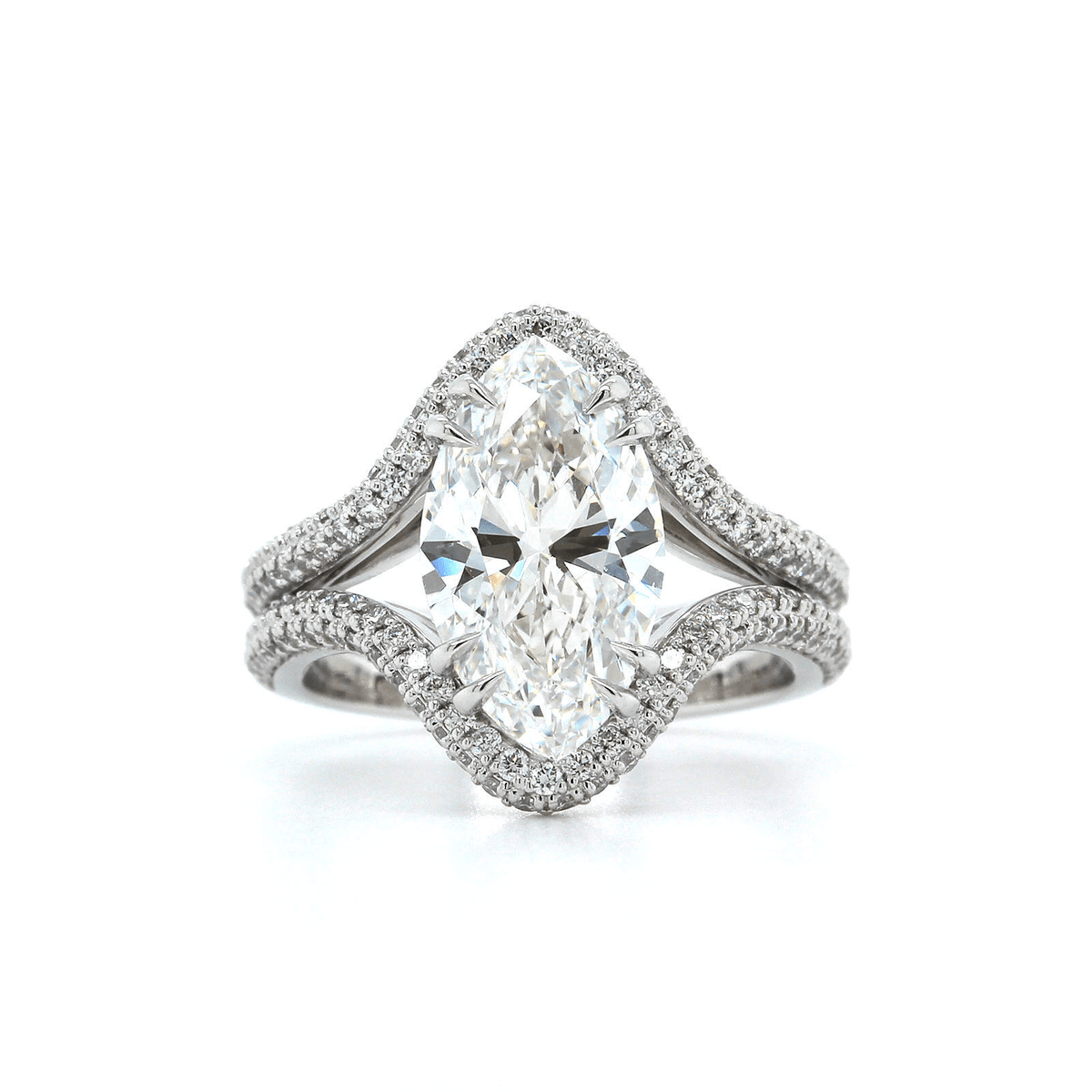 Platinum Marquise Diamond Split Shank Engagement Ring, Platinum, Long's Jewelers