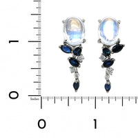 Platinum Moonstone with Sapphire and Diamond Dangle Earrings